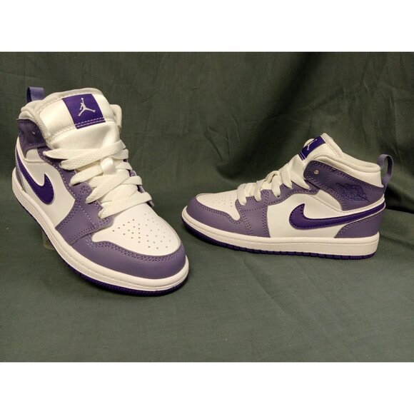 Jordan Other - Jordan 1 Mid (PS) Leather Girls Purple White Size 1Y BRAND NEW IN BOX!